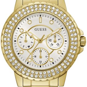 Guess Damklocka GW0410L2 Multifunction Vit/Gulguldtonat stål Ø36 mm