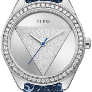 Guess Damklocka W0884L10 Tri Glitz Silverfärgad/Läder Ø37 mm