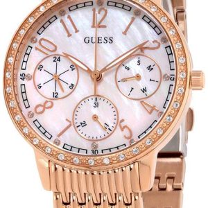 Guess Damklocka W1086L2 Lattice Vit/Roséguldstonat stål Ø38 mm