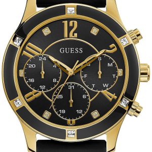 Guess Herrklocka GW0039L1 Svart/Gulguldtonat stål Ø40 mm