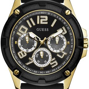 Guess Herrklocka GW0051G2 Svart/Gulguldtonat stål Ø47.3 mm