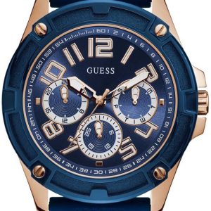 Guess Herrklocka GW0051G3 Blå/Roséguldstonat stål Ø46 mm