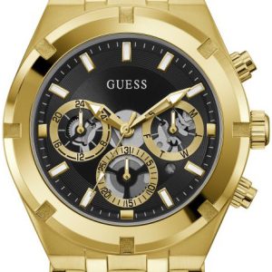 Guess Herrklocka GW0260G2 Svart/Gulguldtonat stål Ø44 mm