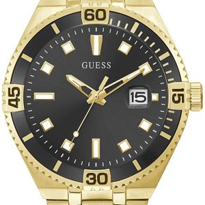 Guess Herrklocka GW0330G2 Svart/Gulguldtonat stål Ø42 mm