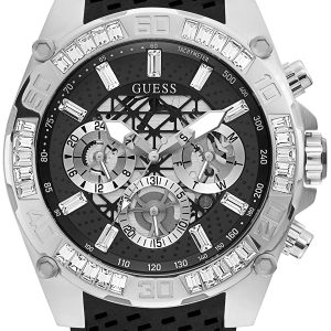 Guess Herrklocka GW0333G1 Multifunction Svart/Gummi Ø46 mm