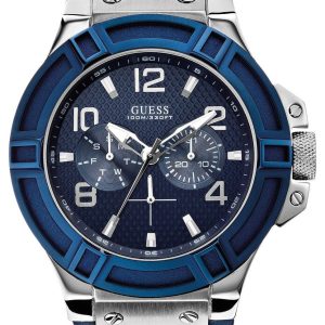 Guess Herrklocka W0040G7 Rigor Blå/Läder Ø45 mm