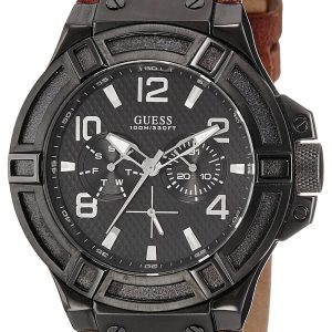 Guess Herrklocka W0040G8 Rigor Svart/Läder Ø45 mm