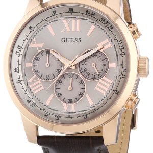 Guess Herrklocka W0380G4 Horizon Silverfärgad/Läder Ø44 mm