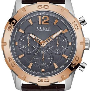 Guess Herrklocka W0864G1 Chronograph Grå/Läder Ø45.5 mm