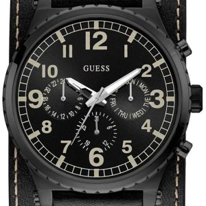 Guess Herrklocka W1162G2 Arrow Svart/Läder Ø45 mm