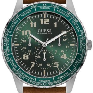 Guess Herrklocka W1170G1 Pioneer Grön/Läder Ø46 mm