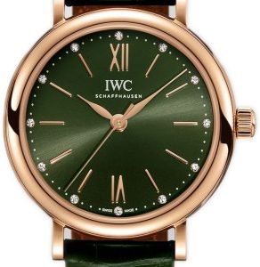 IWC Damklocka IW357409 Portofino Grön/Läder Ø34 mm