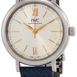 IWC Damklocka IW357411 Portofino Silverfärgad/Läder Ø34 mm