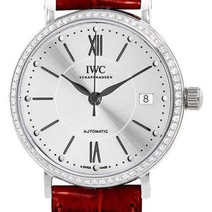 IWC Damklocka IW458109 Portofino Silverfärgad/Läder Ø37 mm