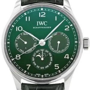 IWC Herrklocka IW344207 Portugieser Grön/Läder Ø42.4 mm