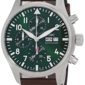 IWC Herrklocka IW378005 Pilots Grön/Läder Ø43 mm