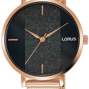 Lorus Damklocka RG210SX9 Ladies Svart/Roséguldstonat stål Ø34 mm