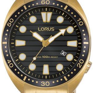 Lorus Herrklocka RH922LX9 Sports Svart/Gulguldtonat stål Ø42 mm