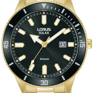 Lorus Herrklocka RX308AX9 Sports Svart/Gulguldtonat stål Ø43 mm