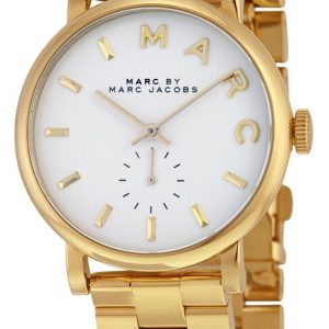 Marc by Marc Jacobs Damklocka MBM3243 Baker Vit/Gulguldtonat stål