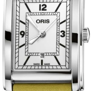 Oris 01 561 7783 4061-07 5 19 15 Rectangular Vit/Läder 38x25.5 mm