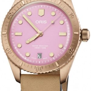 Oris 01 733 7771 3158-07 5 19 04BR Diving Rosa/Läder Ø38 mm