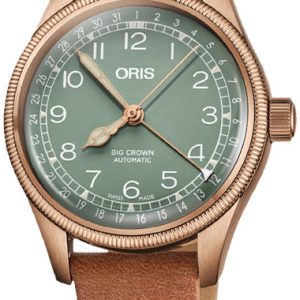 Oris 01 754 7749 3167-07 5 17 66BR Aviation Grön/Läder Ø36 mm