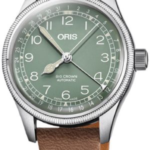 Oris 01 754 7749 4067-07 5 17 68 Aviation Grön/Läder Ø36 mm