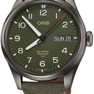 Oris Aviation Herrklocka 01 752 7760 4287-Set Grön/Läder Ø44 mm