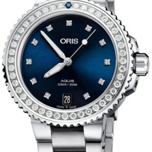 Oris Damklocka 01 733 7731 4995-07 8 18 05P Diving Blå/Stål Ø36.5