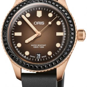 Oris Damklocka 01 733 7747 3986-SET Divers Brun/Läder Ø36 mm