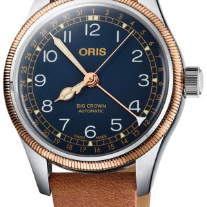 Oris Damklocka 01 754 7749 4365-07 5 17 66 Aviation Blå/Läder Ø36