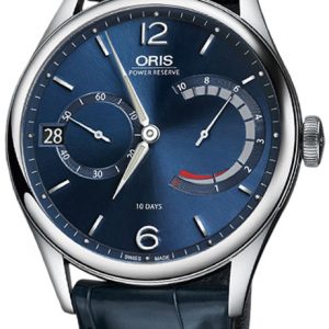 Oris Herrklocka 01 111 7700 4065-Set 1 23 87FC Aviation Blå/Läder