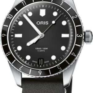 Oris Herrklocka 01 400 7772 4054-07 5 20 82 Divers Svart/Läder Ø40