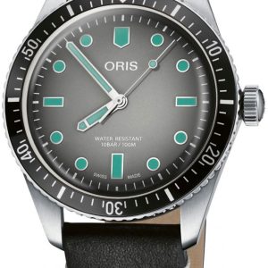 Oris Herrklocka 01 733 7707 4053-07 5 20 89 Diving Grå/Läder Ø40 mm