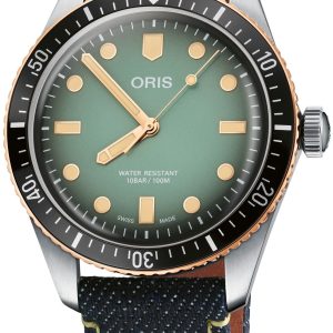 Oris Herrklocka 01 733 7707 4337-Set Diving Grön/Läder Ø40 mm