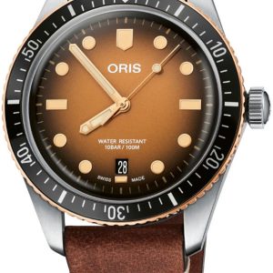 Oris Herrklocka 01 733 7707 4356-07 5 20 45 Diving Brun/Läder Ø40 mm