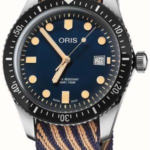 Oris Herrklocka 01 733 7720 4035-07 5 21 13 Diving Blå/Textil Ø42 mm