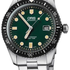 Oris Herrklocka 01 733 7720 4057-07 8 21 18 Diving Grön/Stål Ø42 mm