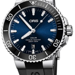 Oris Herrklocka 01 733 7730 4135-07 4 24 64EB Diving Blå/Gummi