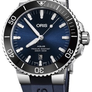 Oris Herrklocka 01 733 7730 4135-07 4 24 65EB Diving Blå/Gummi