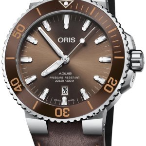 Oris Herrklocka 01 733 7730 4152-07 5 24 12EB Diving Brun/Läder