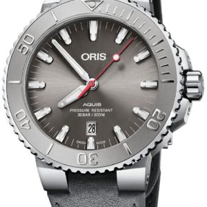 Oris Herrklocka 01 733 7730 4153-07 5 24 11EB Diving Grå/Läder