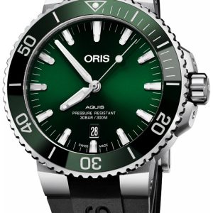 Oris Herrklocka 01 733 7730 4157-07 4 24 64EB Diving Grön/Gummi