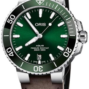 Oris Herrklocka 01 733 7732 4157-07 5 21 10FC Diving Grön/Läder