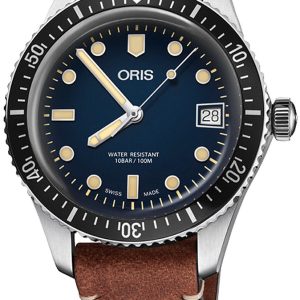 Oris Herrklocka 01 733 7747 4055-07 5 17 45 Diving Blå/Läder Ø36 mm