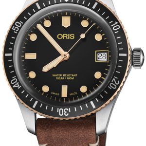 Oris Herrklocka 01 733 7747 4354-07 5 17 45 Diving Svart/Läder Ø36