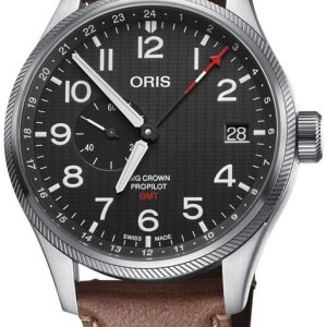 Oris Herrklocka 01 748 7710 4184-Set Aviation Svart/Läder Ø45 mm