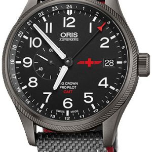 Oris Herrklocka 01 748 7710 4284-Set Aviation Svart/Läder Ø45 mm