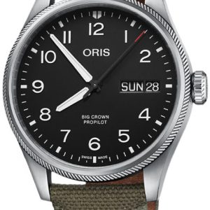 Oris Herrklocka 01 752 7760 4164-07 3 22 02LC Aviation Svart/Läder